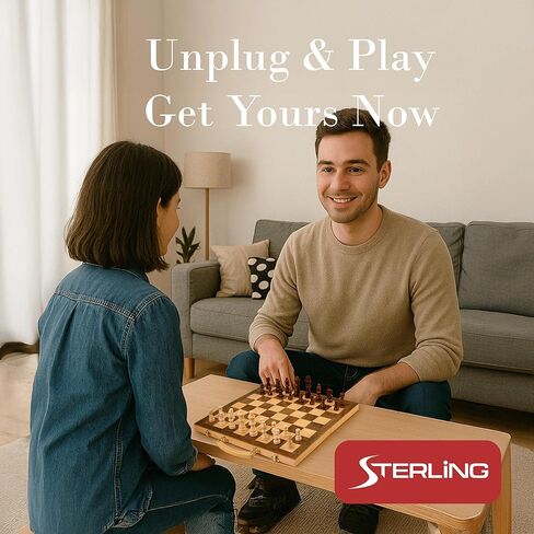 STERLING Games 16" Solid Wooden Chess Set Travel Folding Board with Brass Locks and Felted Interior Storage with Piece Holders in Saudi Arabia