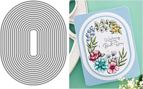 DIY Scrapbooking Artist 6pcs/Set Oval Circle Scallop Frame Cutting Dies, Metal Cutting Dies Stencils Decorative Scrapbooking Steel Craft Die Cut Create Stamp Embossing Paper Card in Saudi Arabia