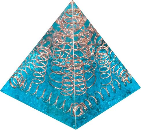 Rockcloud Healing Crystal Copper Wire Orgone Pyramid Stone Figurine Energy Generator for Meditation Reiki Balancing, Navy Blue in Kuwait