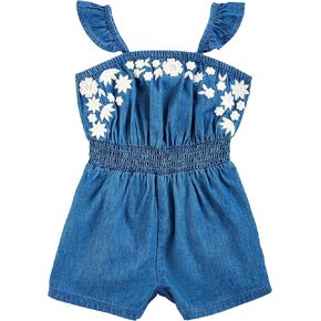 Mud Pie baby-girls Kids Denim Romper