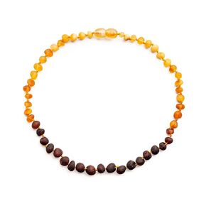 Baltic Proud Amber Necklace for Women and Men (Authentic, Certified) - 18 inches, Rainbow Raw (Unpolished) - Unisex Amber Jewelry for Adults - Amber Bead Necklace