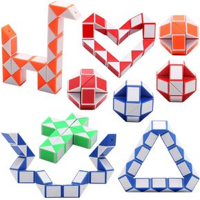 Yeetec 9 Pack 24 Blocks Magic Speed Cubes, Mini Snake Cube, Mini Plastic Puzzle Cube Toy for Kids Party Bag Fillers, Party Supplies, Random Color