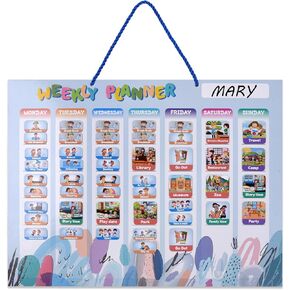 Kids Calendar by Poztive - Kids Planner - Montessori Weekly Planner for Kids with 226 Magnets and Cord - Gift for Kids