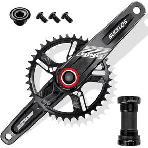 BUCKLOS GXP 170/175mm Mountain Bike Crankset - CNC MTB Hollowtech Direct Mount Single Speed Cranksets, Bicycle Crank Set with 32/34/36/38T Narrow Wide Tooth Chainring for 9/10/11/12 Speeds