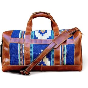 The Southwestern Antique Saddle Brown Leather Aztec Western Weekender Duffel Bag (Aspen) in Kuwait