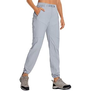 CRZ YOGA Women's Lightweight Outdoor Hiking Pants UPF 50+ Waterproof Stretch Athletic Workout Joggers with 4 Zipper Pockets