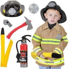 Popsunny Fireman Toys for Kids 3-5 Years, Toddler Firefighter Playset with Dressup Costume & Fire Extinguisher, Pretend Play Gift for Boys Girls Christmas