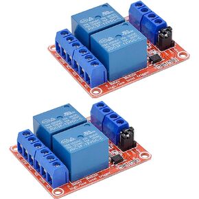 [2-Pack] DC 5V Relay Module 2-Channel Relay Switch with Optocoupler Isolation High/Low Level Trigger