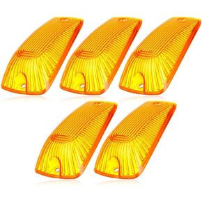 cciyu Cab Marker Light 5x Amber Top Roof Running Light Cab Clearance Marker Cover Lens Cab Marker Assembly for 1988-2000 For Chevy GMC
