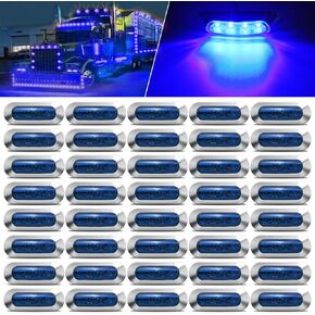 ALFU 40PCS Amber DC 12-24V LED Trailer Lights Side Marker Lights Front Rear Tail Clearance Lights with Chrome Bezel for Front Rear Tail Trailer Deck RV Truck Boat Auto Car Bus Truck Lorry