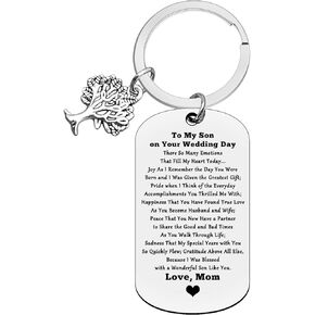 Son Wedding Gifts from Mom Engraved Keychain Gifts for Son on His Wedding Day to My Son Gifts Mom to Son Gifts Son Wedding Day Gifts Wedding Gifts for Son from Mom