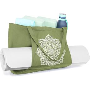 Pockets & Places Yoga Bags for Women with Pockets Canvas Tote Bags Carryall Shoulder Bag for Workout, Travel, Beach and Gym