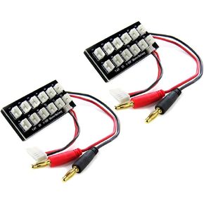 2Pcs 2S 7.4V LiPo Parallel Charging Board JST-PH2.0 3-Pin 4.0mm Banana Plug 2S LiPo Battery Charge Board for Balance Charger Imax B6 SCX24 Batteries