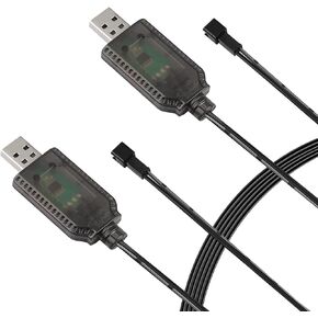 BXIZXD 2 Pack 3.7V USB Charger Cable with SM-2P Plug Connector for RC Cars/Toys, Mini RC Amphibious Stunt Car Boat Trucks 3.7V Li-ion & Li-Po Battery