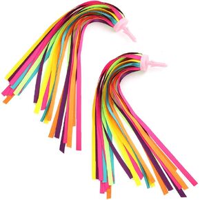 Pssopp 1 Pair Kid's Rainbow Bike Streamers Childrens Bike Streamers Bicycle Grips Tassels Kids Bike Accessories(Multi Color)