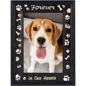WaaHome Dog Memorial Wood Picture Frame, 6''x8'', Solid Wood, Rustic Style, Tabletop, Easel Back, Fits 3.5''x5.5'' Photos