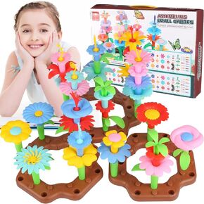 JSSMILY GROUND 110 Pcs Flower Garden DIY Building Toys for Girls 3 4 5 6 7 Year Old, Educational Stem Build Flower Garden Toy, Kids Toddler Crafts, Birthday Gift Ideas
