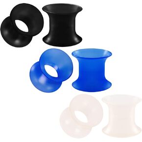 BIG GAUGES 3 Pairs Silicone Black Double Flared flesh Tunnel Saddle Piercing Dark Blue Jewelry Stretcher Ear Plugs Skin Earring Lobe