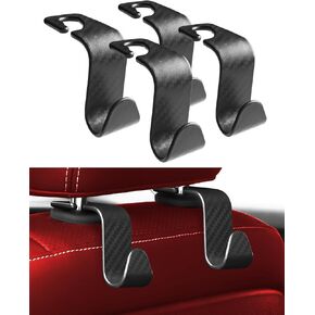 4 Pack Car Headrest Hooks | Car Purse Hook | Car Bag Hook | Auto Seat Storage Hooks for Handbag | Purse Coat | Umbrellas | Grocery Bags | Clothes | Universal Fit Vehicle Car Accessories | S Type