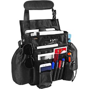 ECWKVN Car Front & Back Seat Organizer with Dedicated Tablet/Laptop Compartment, Passenger Seat File Storage with Cup Holder, Adjustable Backrest, and Padded Shoulder Strap