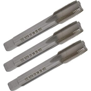 3PCS 9/16"-20 Right Hand Thread Tap, 9/16"-20 Tap, 9/16"-20 HSS Right hand thread Tap, High Speed Steel Plug Tap, Hand Tap HSS Thread Tap, HSS 9/16"-20 TPI, For Bike Crank Repair