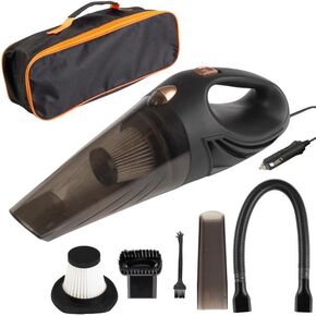 Car Vacuum - 12V High-Powered Handheld Vacuum with Detailing Attachments - 16ft AUX Power Cord and Travel Case Included - Car Accessories by Stalwart