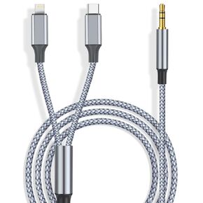 Mxcudu USB C to 3.5mm Aux Cable, 2 in 1 USB C to 3.5mm Car Aux Stereo Headphone Audio Cable iPhone Car Aux Cable Compatible with iPhone 15/15Pro/14/13/12/11/XR/8, Galaxy S23/S22/S21FE, Pixel 8/7/6/5 in Kuwait