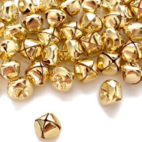 50 حزمة من أجراس جلجل مقاس 1 بوصة لأجراس جلجل ذهبية لعيد الميلاد لتزيين المهرجانات الحرفية مع سلك أحمر بطول 30 مترًا و12 عقدة in Kuwait