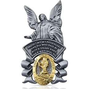 Fanhostco Guardian Angel Car Visor Clip, St Christopher Medal for Car Saint Christopher Visor Clip, Bless Driving Safety Religious Gift