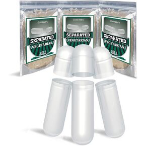 wananfu Pre-Separated Empty Capsules Size 0 Vegetarian, 1000 Count in Resealable Bags, Compatible with Capsule Filling Machine Size 0