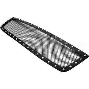 APS Compatible with GMC Sierra 1500 2003-2006 Logo Covered Main Upper Stainless Steel Black Mesh Rivet Studs Grille Insert S18-H6515LG
