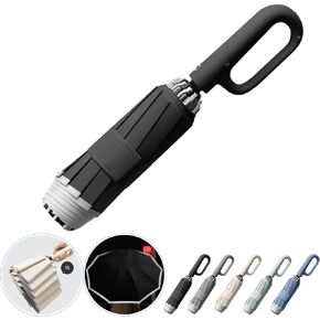 Ring Buckle Umbrella, Reflective Safety Strip, Sturdy Windproof, Reverse Automatic Umbrella, Ring Buckle Fully Automatic Umbrella, Travel Portable, Compact Folding Travel Umbrella