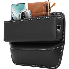 SOCEAING Car Seat Gap Filler Organizer, Leather Auto Console Side Storage Bag, Multifunctional Car Seat Case Automotive Accessories, Adjustable Seats Gap Filler for Holding Phones, Glasses, Keys