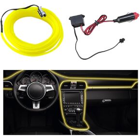 Augeny 16 Ft EL Wire Interior Car LED Strip Lights, USB Neon Flashing Electrogenic Light with Sewing Edge, Universal Auto Ambient Lighting Decor Accessories for Most Vehicles (Blue)