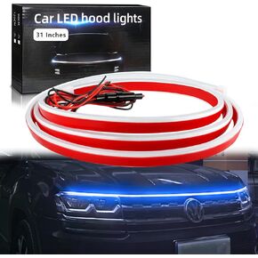 GZRUICA Car Hood Light Strip 70 Inches Blue Exterior Car LED Strip Lights for Hood Flexible Waterproof Dynamic Scan DC12V Daytime Running Lights for Cars, SUVs, Trucks