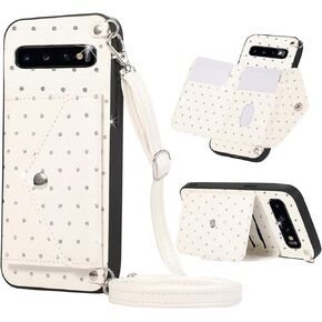 حافظة هاتف Furill لهاتف Samsung Galaxy S10، غطاء محفظة مع حزام كتف متقاطع وحامل بطاقة وجيب الائتمان وفتحة حبل وإكسسوارات الهواتف المحمولة S 10 Edge 10S GS10 X10 للفتيات والنساء والرجال باللون الأحمر