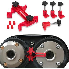 Kutyun Car Dual Camshaft Clamp, 9 Pcs Car Engine Timing Belt Sprocket Gear Locking Tool Kit, Anti-Slip Cam Gear Clamp and Holder Set, Universal Cam Bearing Tool Kit Fit for Most Cars, Trucks and Vans