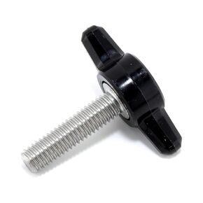 #10-32 x 3/4" Thumb Screw Stainless Steel - Black Tee Wing Plastic Knob - Fine Thread Thumbscrew - Length: 0.750" - Proudly Built in USA - Package of (4)