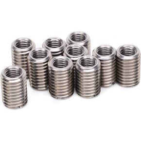 Slotted Repair Nut Kit, 10Pcs Reducer Nut Stainless Steel Repair Sleeve M8 Female and Male Thread Conversion for Threaded Repair Tool Automobile Mechanical Equipment