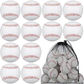 Yunsailing 24 Pcs Standard Size Adult Baseballs Bulk Practice Training Baseballs Soft Blank Baseballs Unmarked Faux Leather Youth Baseball for Official League Christmas Party Gift