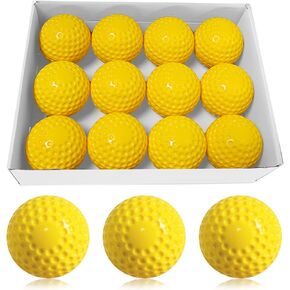 Bkkack Pitching Machine Baseballs, 12 Pack Yellow Dimpled Baseballs, 9-Inch Pitching Machine Baseballs for Hand-Eye Coordination, Hitting and Fielding Practice
