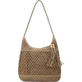Kiss Sea Straw Packable Mesh Beach Bag Large Beach Bag The Tote Bag for Women Hobo Bags for Women Crossbody Purses for Women Travel Beach Bag Woven Beach Bag Straw Bags for Women Beach Purse Handbag