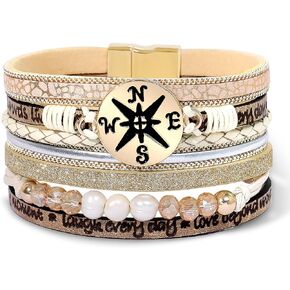 choice of all Graduation Bracelet Graduation Gifts for Her 2024 Compass Charm Bracelet Boho Layered Warp Bracelet for Women Graduation Graduation Gifts