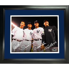 Framed Core Four New York Yankees Jeter, Rivera, Pettitte & Posada Facsimile Laser Engraved Signature Auto 11"x14" Baseball Photo HOFSM Holo
