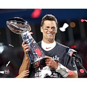 Quarterback Tom Brady Tampa Bay Buccaneers With The S. B. 55. Trophy. The Greatest Of All Time 8x10 Photo Picture