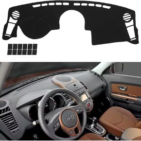 AUQDD Dashboard Dash Cover Flannel Dash Mat Custom Compatible with 2010 2011 2012 2013 KIA Soul Anti-Glare, Anti-Reflection, no Peculiar Smell