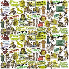 Shrek 50ct Vinyl Large Deluxe Stickers Variety Pack - Laptop, Water Bottle, Scrapbooking, Tablet, Skateboard, Indoor/Outdoor - Set of 50