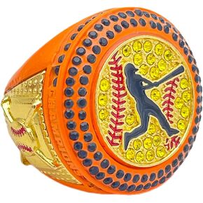 Discount Sports Rings, Softball Batter CHAMPION RING — Player Award, assorted colors and gemstones (Orange)