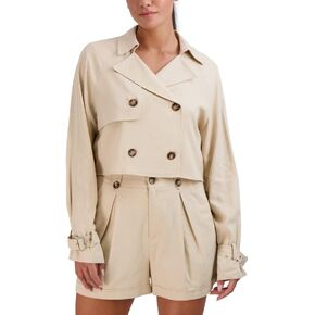 BCBGeneration Women's V Neck Crop Trench Double Breasted Jacket