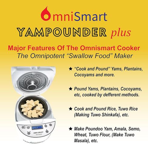 Omnismart Yampounder Plus, Fufu Machine, 3L 700W Electric African Food Cooker to Make Pounded Yam, Plantians, Cocoyams in Saudi Arabia